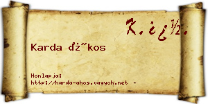 Karda Ákos névjegykártya